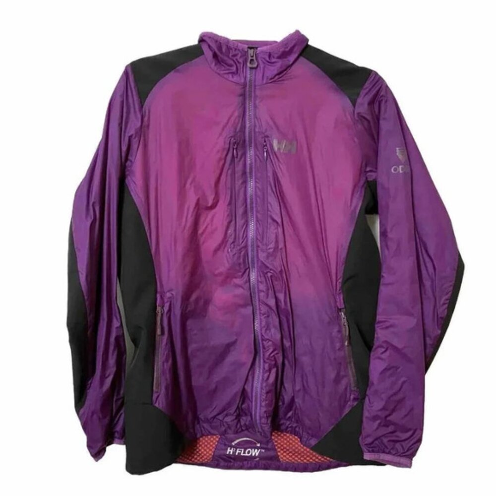 Helly Hansen H2 Flow Polartec Full Zip Purple Black Jacket Womens Large
